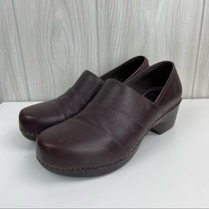 Dansko Reddish Brown Platform Leather Clogs Nursing Healthcare Worker
